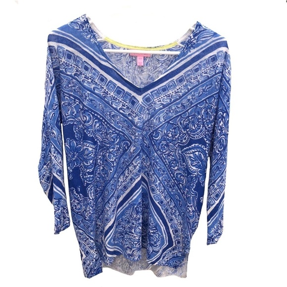 Lilly Pulitzer scarf print linen top - Picture 4 of 5